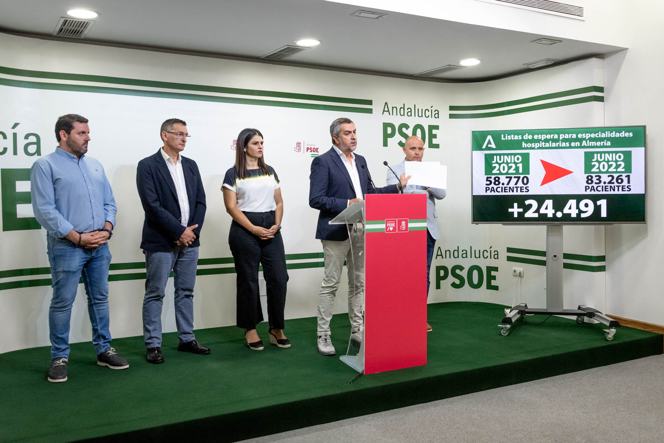 El PSOE critica que Almería lidere el ranking andaluz de listas de espera, con más de 83.200 pacientes pendientes de cita